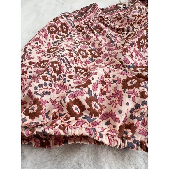 New Faherty Size S Orinda Floral Print Organic Cotton Maxi Dress Pink Multi - Picture 8 of 12